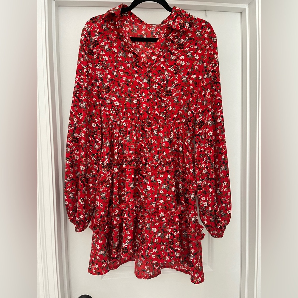 Pretty Little Thing Red Floral Printed Dress